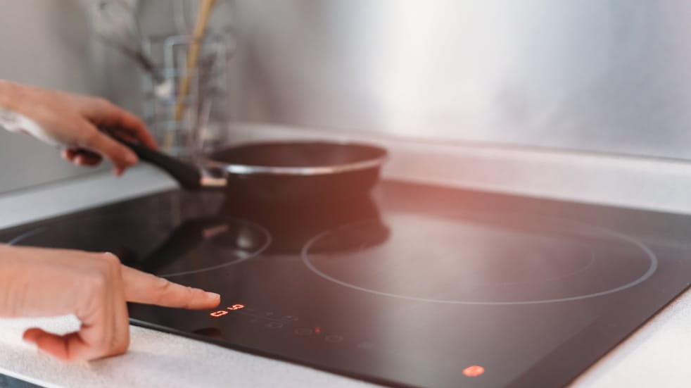 induction hob with pan
